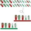 Christmas Press on Nails Medium Coffin Fake Nails with Stripe