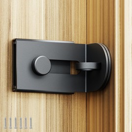 Sliding Door Lock, 90 Degree Door Hasp Latch Lock, Stainless Steel Security Right Angle Padlock with Screws for Push/Sliding/Barn Doors (1PC, Grey, Large)