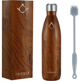 Hidranur Termo de Acero Inoxidable 25 Oz (739.33 ml) Doble Aislamiento Térmico, Termo Para Café Tapa Hermética, Termo, Incluye Cepillo de Lavado, No Tóxico, Libre de BPA (Madera, 25 Oz (739.33 ml))