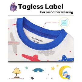 DAUGHTER QUEEN Boys Pajamas Toddler Summer PJs Kids Airplane Sleepwear 100% Organic Cotton Short Sleeve Pj Sets Children 4 Piece Jammies Clothes Size 2T Age 2 Years Old