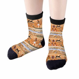 Samgula Ancient Egypt Crew Socks for Woman Size 6-8 Mythology Pharaohs Hieroglyph Engraving Girls Socks