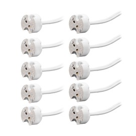 10 Pack LED MR16 Socket, GU5.3 Socket, LED Halogen Lamp Ceramic Wire Connector Base Socket Adapter MR16 MR11 G4 GU5.3 Socket (10)