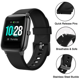 CUNUJIX 2 Pack Watch Bands Compatible with Veryfitpro ID205L,19mm Silicone and Stretchy Nylon Elastic Fabric Strap for Willful YAMAY SW020 SW021 SW023 SW025 ID205 ID205L ID205S ID205U, Fitpolo ID205L