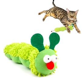 Petta Big Green Caterpillar Cat Toys, Catnip Toy with Crinkle Gall Fruit for Interactive Cat, 2Pcs