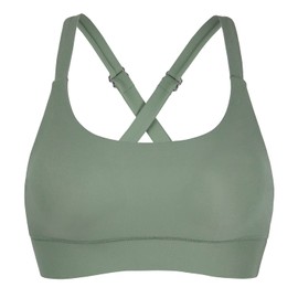 Women’s Supportive Scoop Neck Sporty Swimsuit Cross Spaghetti Strap Bathing Suit Bikini Top Olive