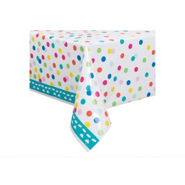 Kunststoff-Tischdecke - 2,13 m x 1,37m - Konfetti-Torten-Geburtstagsfeier