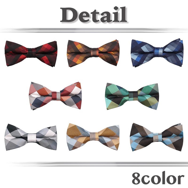 White Fang NC041 Men's Bow Tie, Plaid Pattern, Polyester, Formal,