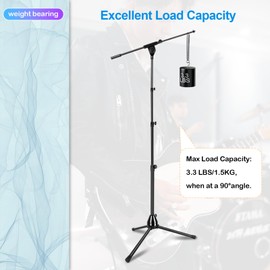 Microphone Stand Floor Standing Foldable Microphone Stand Heavy Duty Tripod Boom Arm with 2 Mic Clips and 3 Cable Clips, Mic Mount with Carrying Bag for Singing Karaoke Stage Performance Halostand