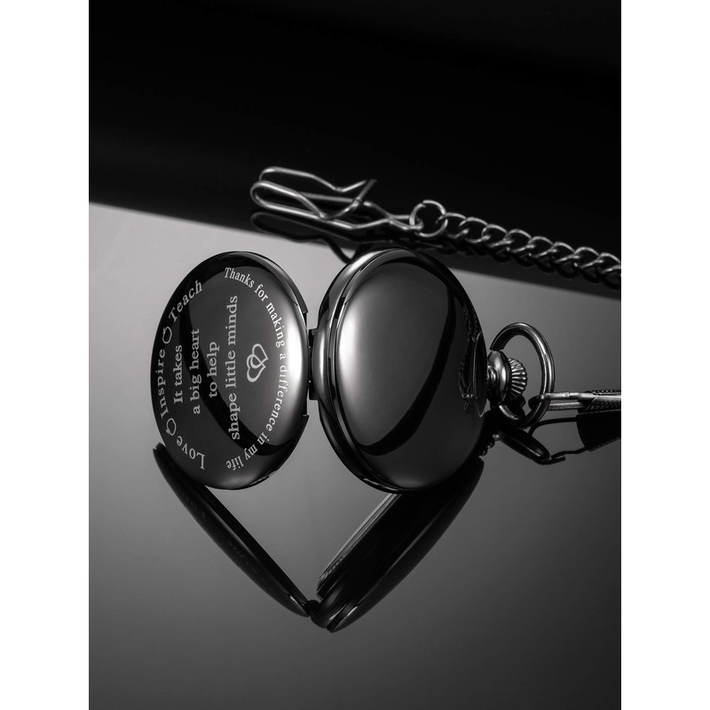 Hicarer Pocket Watch Teacher Arabic Numerals Pocket Watch for Men