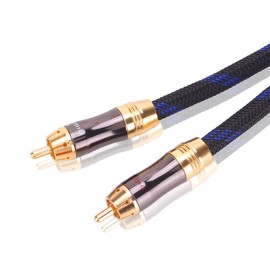 KUYIOHIFI Dual 2RCA Male to 2RCA Male Stereo Audio Cable, Double-Shielded (OD 8.0mm), for Amplifiers, AV Receivers, Hi-Fi System (8 Feet)