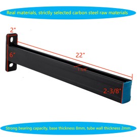 PHLKJL 4 Pack Steel Shelf Bracket,Black Powder-Coating,Display Bracket,DIY Projects,Metal Strut Channel, Slotted,Pipe Suppor,22 in Length