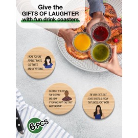 Levaukiem Funny New Girl Merchandise Drink Coasters Set of 6, Absorbent Drinks Coasters with Holder, New Girl Cork Gift for Kitchen Coffee Table, House Warming Gifts New Home