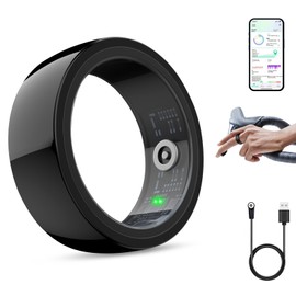 Uni-Green Smart Ring Health Tracker, Sleep & Fitness Tracker, Smart Ring for Men/Women,IP68 Waterproof,Remote Camera Control,No App Fee for Standard Features, for iOS & Android(Black, #10)