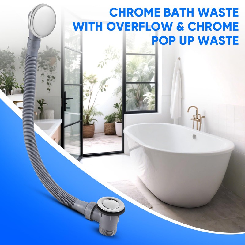 Gxpjycfob Bath Waste with Overflow Kit, Modern Chrome Design Bathtub