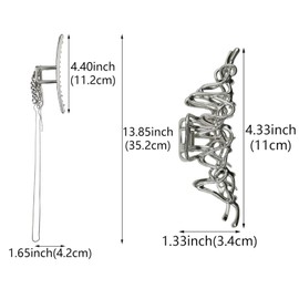 2 Pcs Metal Hair Clips Silver Hair Clips Silver Butterfly Hair Clips for Thin or Thick Hair Styling Silver Hair Accessories for Women Girls Metal Claw Clip