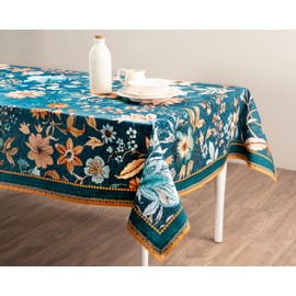 Maison d' Hermine Tablecloth 100% Cotton 140cm x 230cm Decorative Square Easter Tablecloths Washable Table Cover for Home, Wedding, Restaurant, Buffet Party & Camping, Luxury Loft - Spring/Summer