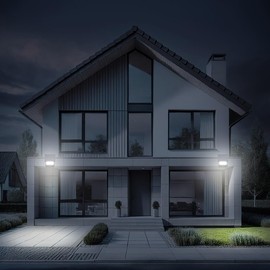 Luminea Solar LED Outdoor Spotlights: Set of 8 Solar LED Wall Floodlights, Motion Sensor, 1300 lm, 2 x 1800 mAh (Solar Floodlight with Twilight Sensor, Spotlight with Solar Panel)