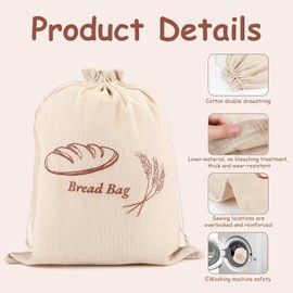 Reusable Linen Bread Bags for Homemade Bread,12x15 Inch Sourdough Bread Storage Bags with Plastic Inner Lining, Keep Bread Fresh Longer, Ideal Bread Keeper for Bakers（2 PCS）
