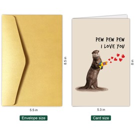 Chenive Cute Valentines Day Card for Him Her, Funny Love Card for Men Women, Dart War Otter Anniversary Card for Husband Wife BF GF, Pew Pew Pew I Love You