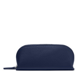 Leatherology Navy Blue Zip Sunglass Case - Structured body for added protection, fits sunglasses up to 2.5" H x 5.5" W, metal zip closure