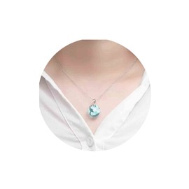 Yheakne Blue Sky White Cloud Necklace Choker Blue Round Pendant Necklace Crystal Ball Necklace Chain Circle Charm Nature Inspired Necklace Jewelry for Women and Girls