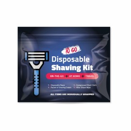 Compact Shaving Kit – Travel Shaving Essentials for Men & Women | Includes Disposable Razor, Shaving Cream, Washcloth & Aftershave Wipe | Hygiene Kit for Travel, Work & Emergencies (Black)
