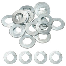 PATIKIL M16x32x2mm Flat Washers 20Pcs 65Mn Steel Belleville Spring Disc Washer Conical Knurled Metric Gasket for Automotive Industrial Construction (White Zinc Plating)