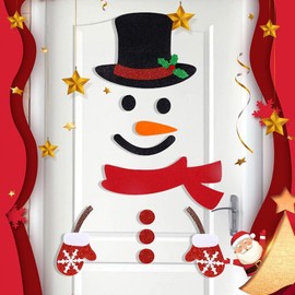 Christmas Snowman Door Stickers Decorations, Winter Snowman Christmas Wall Stickers Christmas Door Decals Snowman Window Stickers Clings for Office Door Wall Refrigerator Christmas Party Decoration