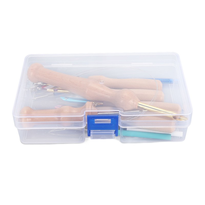 Punch Needle Set Wooden Handle Stainless Steel Ergonomic Easy Operation