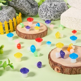 Beadthoven 30Pcs 2 Styles Luminous Mini Resin Mushrooms, Glow in The Dark Mushroom Figurines Miniature Sculpture Random Color Cute Mushroom Ornaments for Micro Fairy Garden Dollhouse Landscape Decor