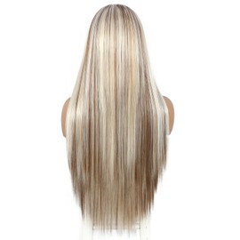 Sapphirewigs 13x6 Straight Lace Front Wigs blonde Long Straight Wig for Women highlights Lace Front Wig Synthetic Wig 150% Density Party Daily Wear Heat Resistant 26inch