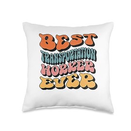 Matching Transportation Worker Gifts, Retro Groovy Transportation Worker Throw Pillow, 16x16, Multicolor