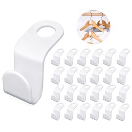 50 Pcs Clothes Hanger Connector Hooks, Space Saving Clothes Hook Multi-Layer Stackable Hanger for Wardrobe Cabinets Clothes Organiser, White