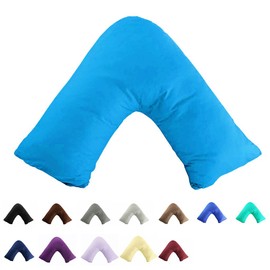 TAOSON 100% Cotton 300 Thread Count Soild Envelope Style V Shaped/Tri/Boomerang Standard Pillow Case Cushion Cover Only Cover No Insert (Aqua Blue)