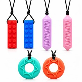 Collar Mordedor Sensorial 6 Piezas, Mordedera para Bebe de Silicona Grado Alimenticio, Collar Masticable Seguro sin Bpa para Aliviar la Dentici?n, Ideal para Ni?os con Autismo y Necesidades