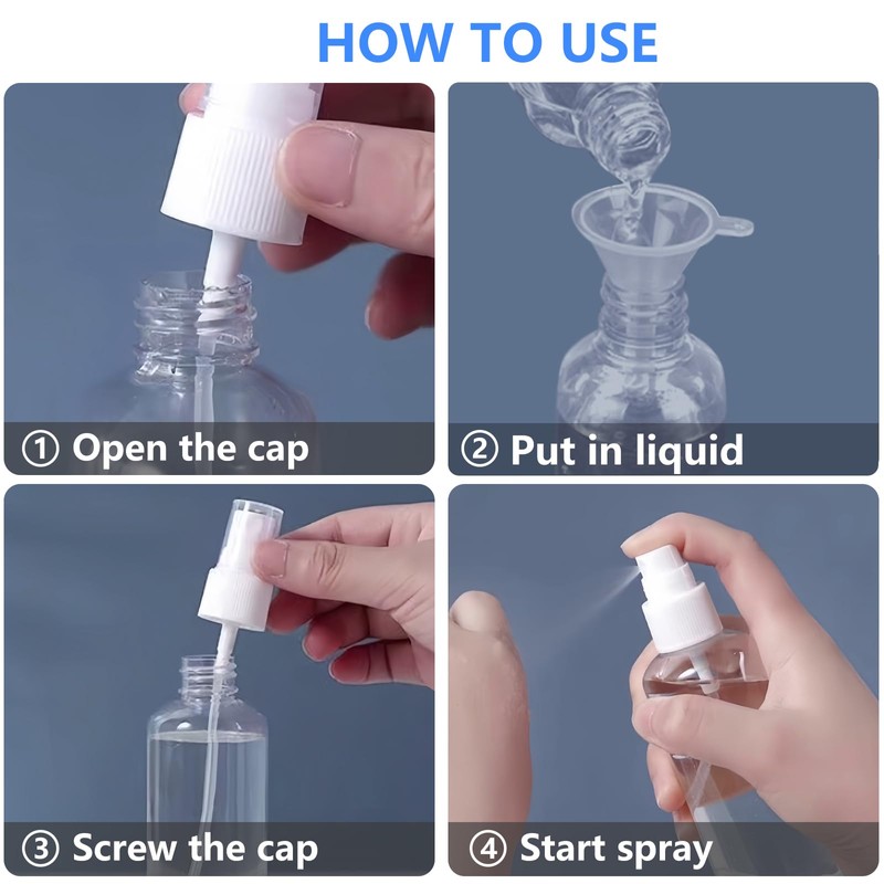 DTDNZKN 4 Pack 2 Oz (50ml) Mini Spray Bottles Clear