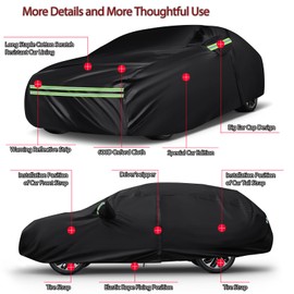 QUYDDC 16-Layer 600D Heavy Duty Universal Full Car Cover for Outdoor & Indoor Use - All Weather Sun UV Rain Snow Dust Proof, Waterproof Scratch Resistant,Fits Pickup Body Length 198"-220"/16.5-18.3 ft