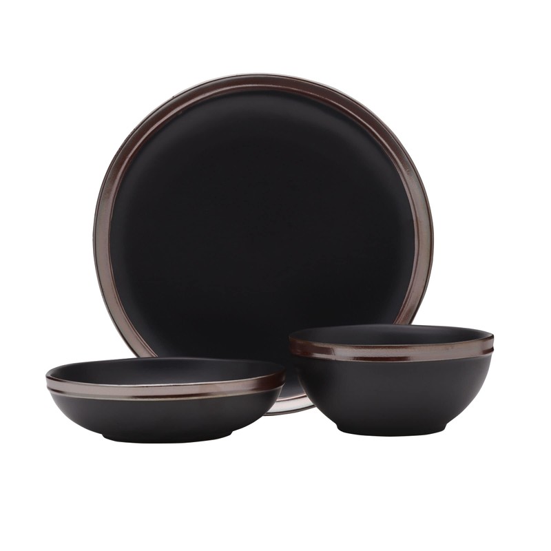 Mikasa Miller 12 Piece Dinnerware Set, Service for 4, Black