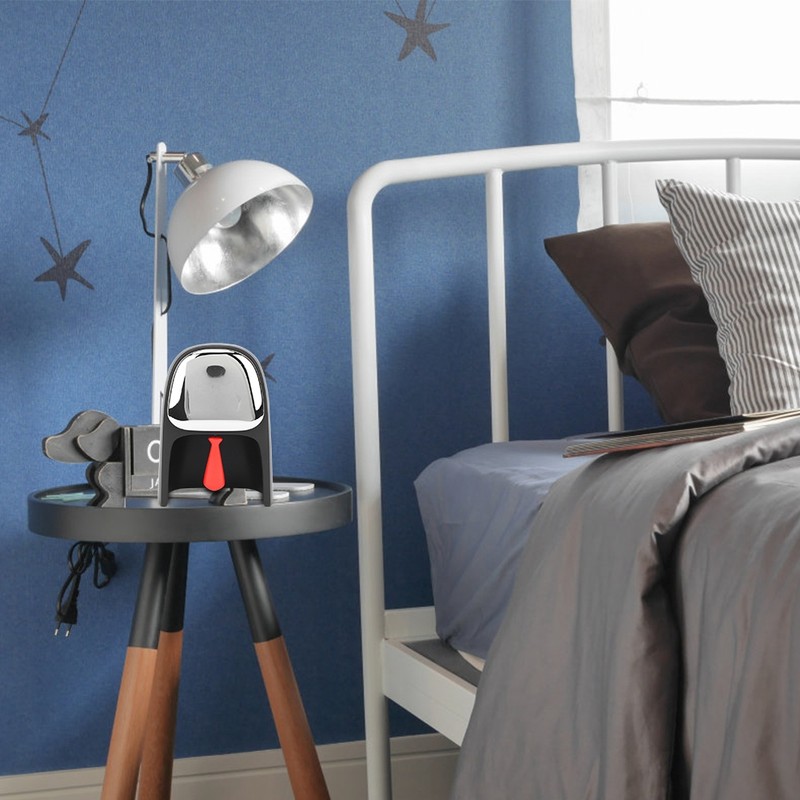 Smart Alarm Clock Gentleman Appearance Multifunctional Bedroom Bedside DecorationBlack