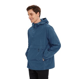Avoogue Men's Royal Blue XX-Large Rain Jacket with Hood, Windbreaker, Waterproof, Breathable, Zip Up, Long Sleeve, Unlined, Packable, Outdoor Lifestyle, Golf, Casual