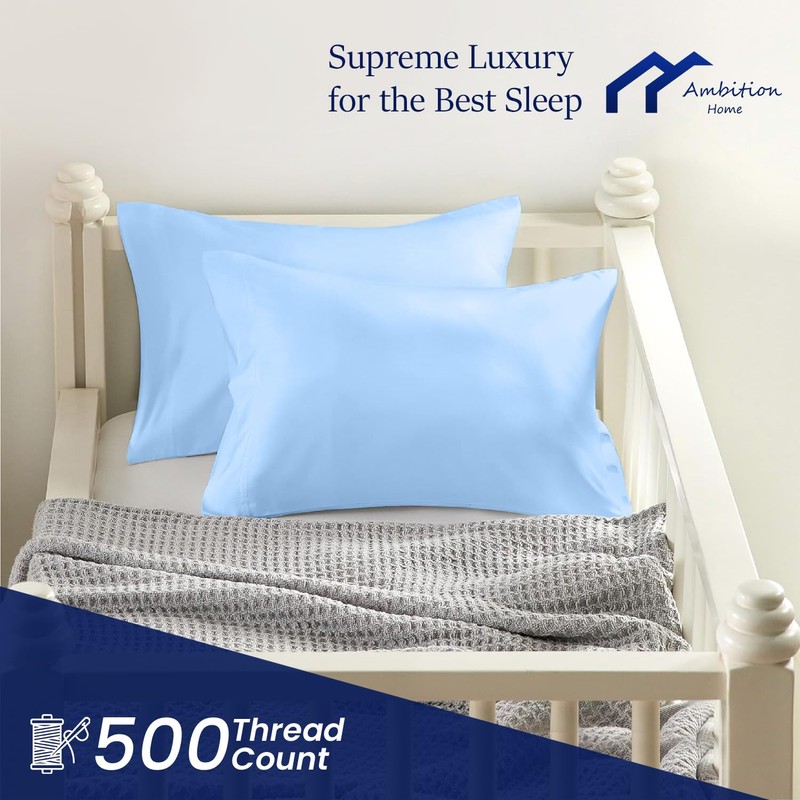 Toddler Pillowcase 13x18 Inches Pack of 2 Light Blue -