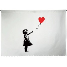 Cafe Curtain, Banksy for Small Windows, Heat Insulation, UV Protection, Energy Saving, Washable, Room Divider, Stylish, Blindfold, Small Window Curtain, Cafe, Washroom, Store Decoration, Width 39.4 x