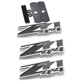 Aimoll 3 piezas de rejilla y calcomanías Z71 4x4 emblema insignia para GMC Chevy Silverado 1500 2500HD Sierra Tahoe Suburban (cromo negro)