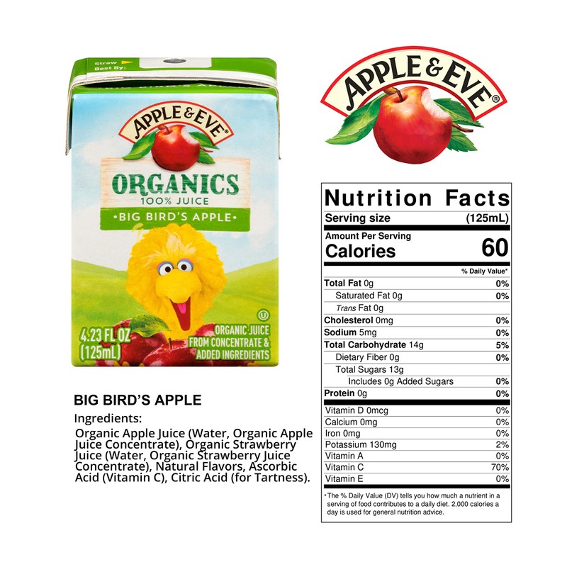 Apple & Eve Sesame Street Organics, Big Bird's Apple Juice,