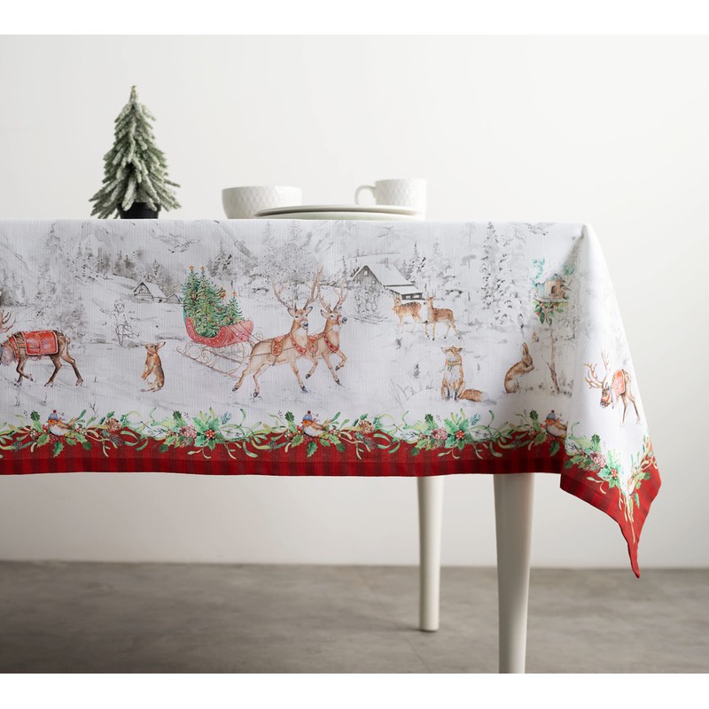 Maison d' Hermine Christmas Tradition 100% Cotton Tablecloth Kitchen Dining