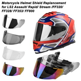 LKV Motorcycle Helmet Visor Replacement LS2 Assault Rapid Stream Outer FF320 FF328 FF353 F800 full face Shield Anti Scratch Tinted UV Protection Chrome Silver
