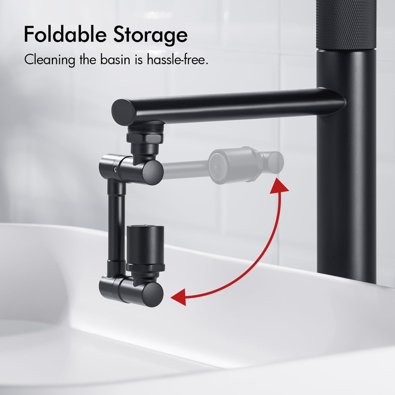 BAGNOLUX Brass 1080° Swivel Black Faucet Extender for Bathroom Sink,