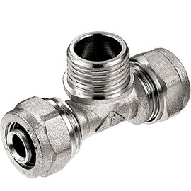16mm PEX x 1/2" MALE x 16mm PEX-AL-PEX BRASS COMPRESSION PIPE FITTINGS TEE