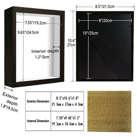 sunmeg 3D Shadow Box 8x10 Picture Frame Wooden Deep Box Cube Photo Frames Desktop or Wall Hanging for Medal, Flower & Crafts Display