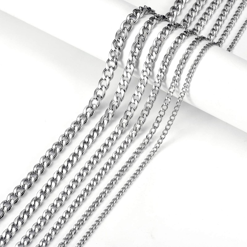 Masada Men's stainless steel necklace from fine to solid wide